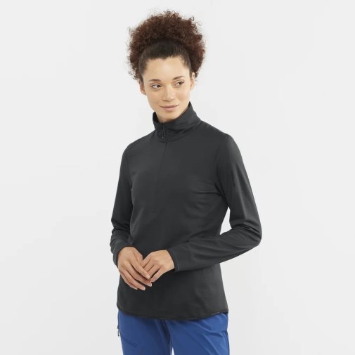 Black Salomon Essential Lightwarm Half Zip Women's Jackets | PH 53762U